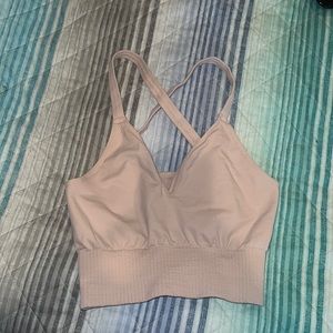 Pink Free People Cropped Workout top